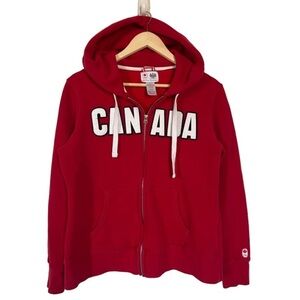 Red Hudson's Bay Co. Canada Olympic Zip Up Hoodie Sweatshirt Cozy Lounge Size L